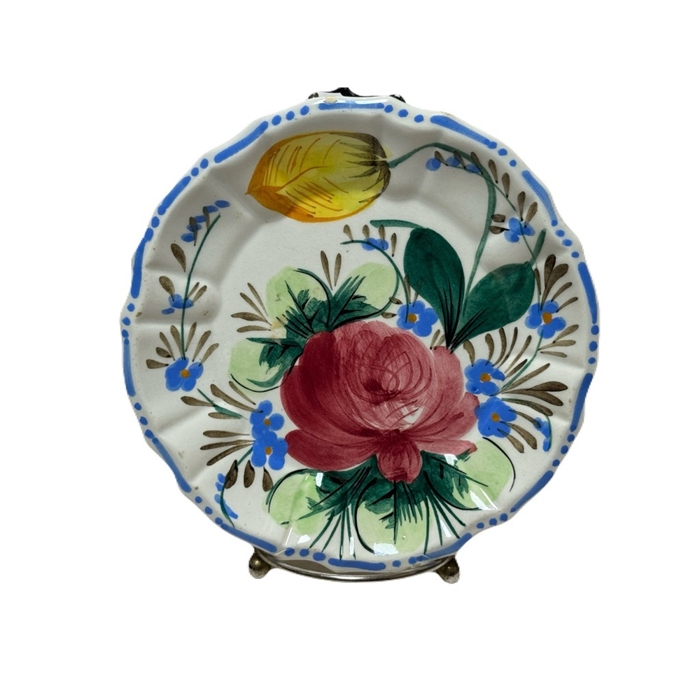 Italian Hand Painted Art Pottery Bread & Butter Plate Floral Italy
